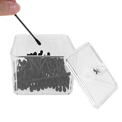 Square Single Layer Acrylic Cotton Swab Holder Bathroom Transparent 1 Pc