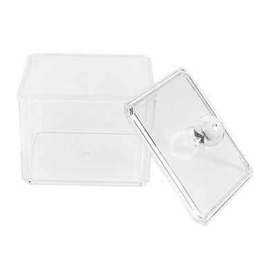 Square Single Layer Acrylic Cotton Swab Holder Bathroom Transparent 1 Pc