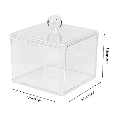 Square Single Layer Acrylic Cotton Swab Holder Bathroom Transparent 1 Pc