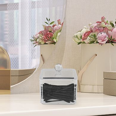 Square Single Layer Acrylic Cotton Swab Holder Bathroom Transparent 1 Pc