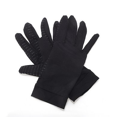 Non-slip Horizontal Striped Full Finger Compression Gloves for Sport M Black 1 Pair