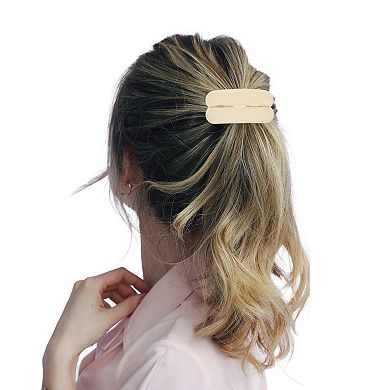 Double-layer Glossy Ponytail Buckle Hair Clip for Women Gold Tone 1 Set