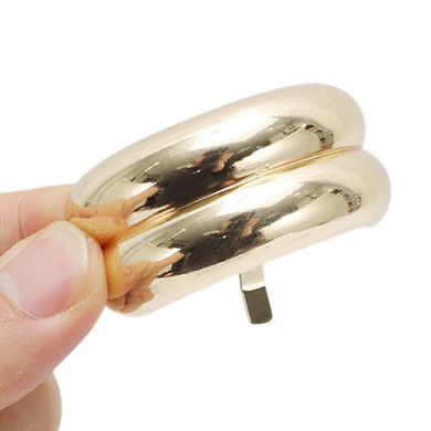 Double-layer Glossy Ponytail Buckle Hair Clip for Women Gold Tone 1 Set