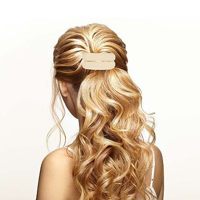Double-layer Glossy Ponytail Buckle Hair Clip for Women Gold Tone 1 Set