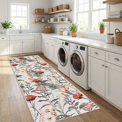 Fashionwu Living Room Modern Printed Bordered Stain Resistant Folded Area Rug for Bathroom Kitchen