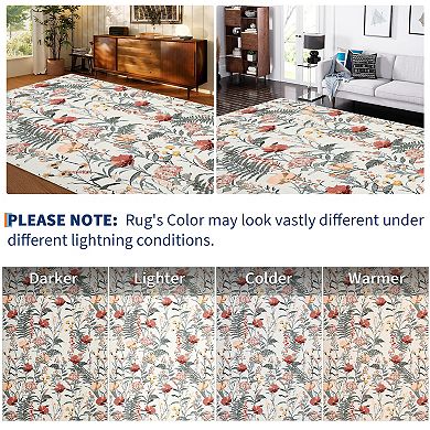 Fashionwu Living Room Modern Printed Bordered Stain Resistant Folded Area Rug for Bathroom Kitchen