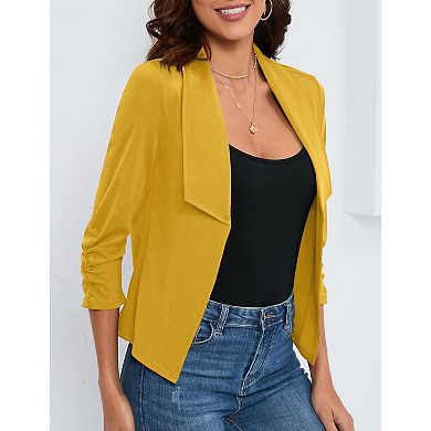 Women's Open Front Sleeveless Cropped Blazer Lightweight Casual Office Cover Up