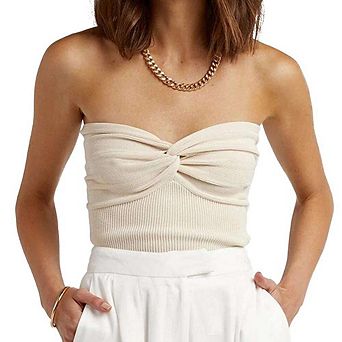 Womens Tube Tops Outfits Casual Beach Vacation Clothes Sweaters Strapless Sleeveless Tank Tops