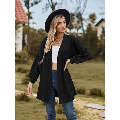 Women's Long Sleeve Cardigan Knitted Loose Fit Mid-length Soft Casual Coat for Spring Fall