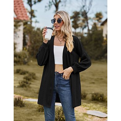 Women's Long Sleeve Cardigan Knitted Loose Fit Mid-length Soft Casual Coat for Spring Fall