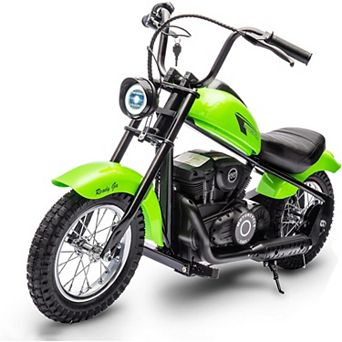 24V Electric Dirt Bike with 250w Motor, LED Lights, and Comfortable Leather Seat, Two-Speed