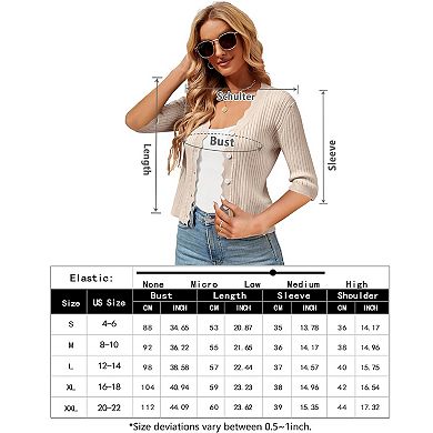 Women's Button Down Lightweight Cardigan Long Sleeve Ruffle V-Neck Cropped Bolero Shrug Sweaters