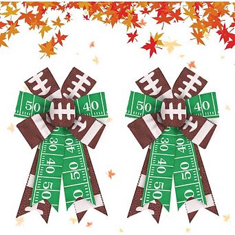 2 Football Burlap Bows for Wreath, Front Door Sports Decor