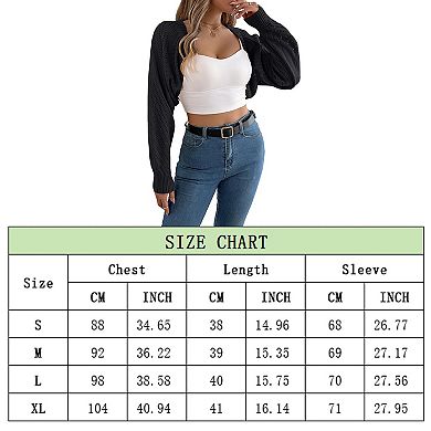Womens Open Front Ribbed Knit Cropped Shrug Drop Shoulder Loose Fit Y2K Sweater Cardigan