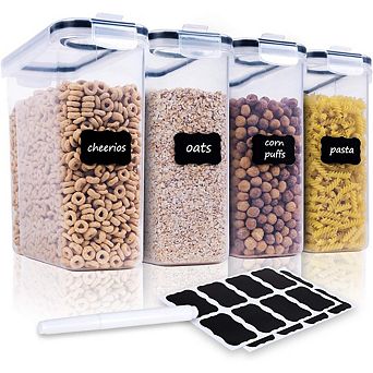 4 pc Airtight Cereal & Food Storage Containers, 135oz, BPA-Free, Dispenser Design