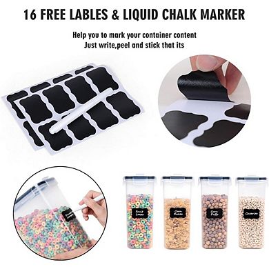 4-Piece Airtight Cereal & Food Storage Containers, 135oz, BPA-Free, Dispenser Design