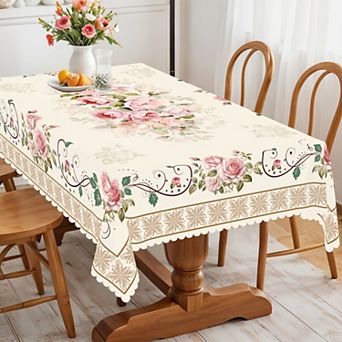 Floral Tablecloth: Colorful Fiesta, Dustproof Easy-Care, Indoor/Outdoor Decor