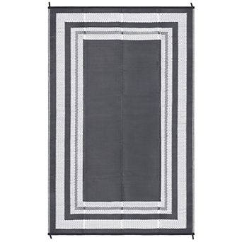 Fashionwu Modern Bordered Outdoor Easy to Clean Reversible Area Rug for Patio RV Camping Beach Deck