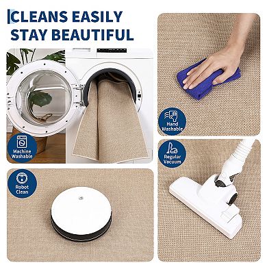 Fashionwu Modern Simple Living Room Solid Washable Printed Decor Easy to Clean Hallway Area Rug