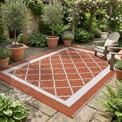 Fashionwu Modern Washable Grid UV Resistant Geometry Lightweight Bordered Stain Resistant Area Rug