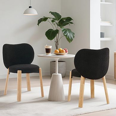 Modern Vanity Stool w/Love-Heart Shaped Backrest,Teddy plush Fabric, Makeup Dressing Chair, 2PCS