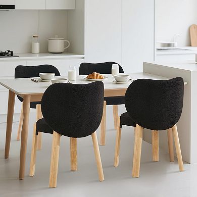 Modern Vanity Stool w/Love-Heart Shaped Backrest,Teddy plush Fabric, Makeup Dressing Chair, 2PCS