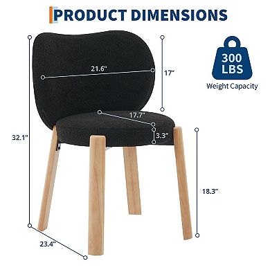 Modern Vanity Stool w/Love-Heart Shaped Backrest,Teddy plush Fabric, Makeup Dressing Chair, 2PCS