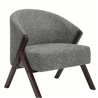 Mid Century Modern Accent Chair, Comfy Upholstered Armchair w/Wood Frame for Living Room, Bedroom