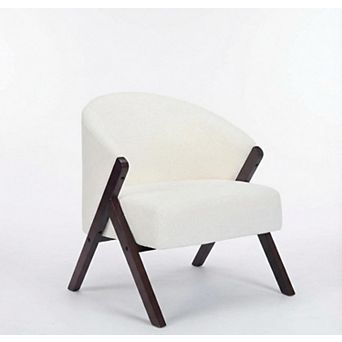 Mid Century Modern Accent Chair, Comfy Upholstered Armchair w/Wood Frame for Living Room, Bedroom