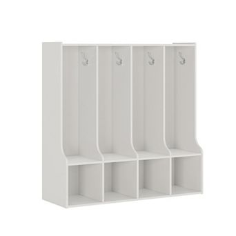 4-Section Classroom Coat Locker w/4 Cubbies, Daycare Cubby Storage Organizer with 8 Hooks for Home