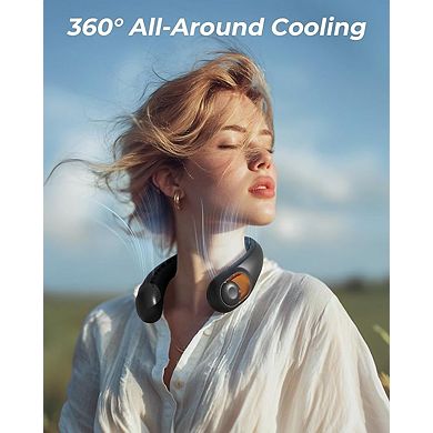 Bladeless Neck Fan, 360° Airflow, 3 Speeds, USB Rechargeable, Hands-Free