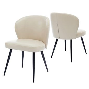 Dining Chairs Set of 2, Ergonomic Leather Upholstered Kitchen Chairs with Steel Legs