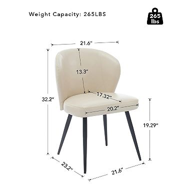 Dining Chairs Set of 2, Ergonomic Leather Upholstered Kitchen Chairs with Steel Legs