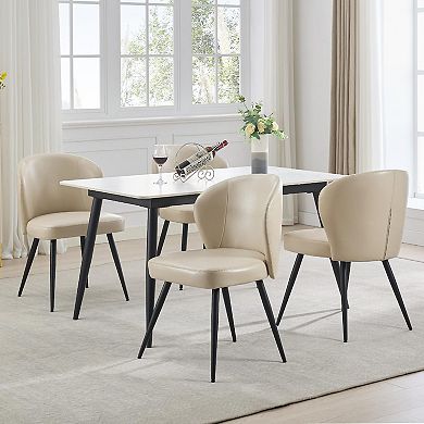 Dining Chairs Set of 2, Ergonomic Leather Upholstered Kitchen Chairs with Steel Legs
