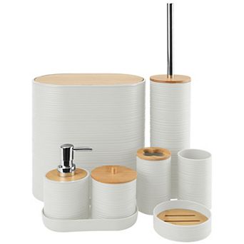 8 pc Bathroom Accessories Set with Trash Can