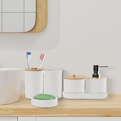 8-Piece Bathroom Accessories Set with Trash Can