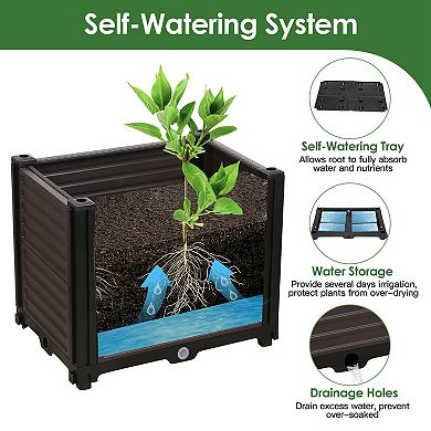 62.99in Raised Garden Bed Planter Box with Trellis, Wheels & Self-Watering for Vegetables & Flowers