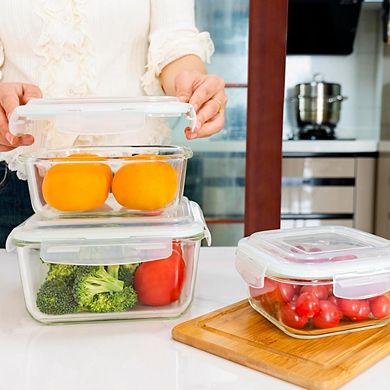 6-Piece Glass Food Storage Containers with Airtight Lids, Oven & Microwave Safe