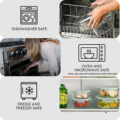 6-Piece Glass Food Storage Containers with Airtight Lids, Oven & Microwave Safe
