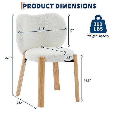 Modern Vanity Stool w/Love-Heart Shaped Backrest,Teddy plush Fabric, Makeup Dressing Chair, 2PCS