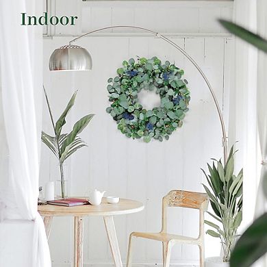 22 Inch Eucalyptus Wreath with Olive Leaves and Berries for Front Door Decor