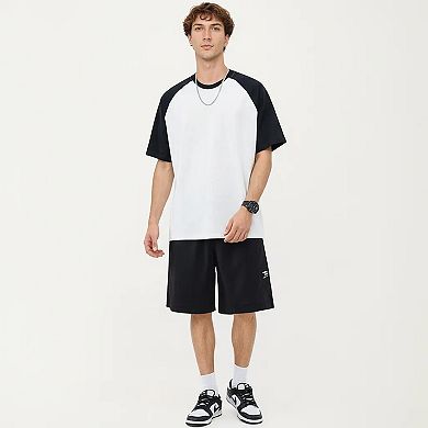 Men's Raglan Short Sleeve Crewneck T-Shirt with Contrast Sleeves