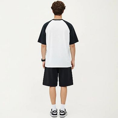 Men's Raglan Short Sleeve Crewneck T-Shirt with Contrast Sleeves