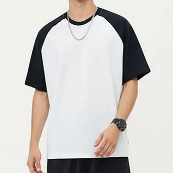 Men's Raglan Short Sleeve Crewneck T-Shirt with Contrast Sleeves