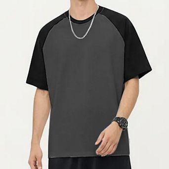 Men's Raglan Short Sleeve Crewneck T-Shirt with Contrast Sleeves
