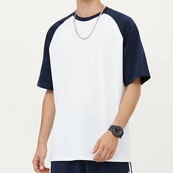 Men's Raglan Short Sleeve Crewneck T-Shirt with Contrast Sleeves
