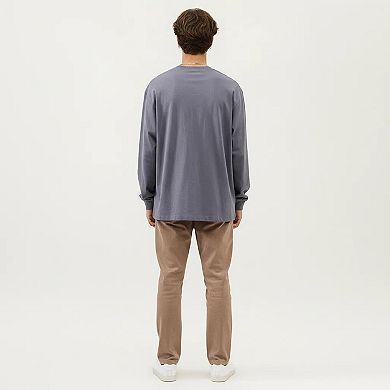 Men's Long Sleeve Crew Neck Pullover Top with Relaxed Fit and Soft Knit Feel