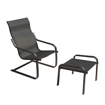 Patio Bistro Set of 2-C Spring Motion Chair with Ottoman