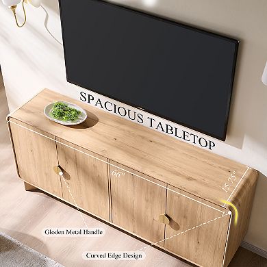 70″ Modern TV Stand, Entertainment Center for TVs Up to 80″, Media Console with Adjustable Shelves