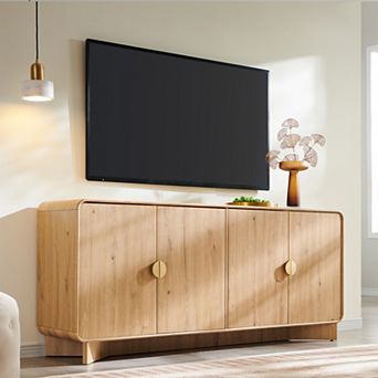 70″ Modern TV Stand, Entertainment Center for TVs Up to 80″, Media Console with Adjustable Shelves